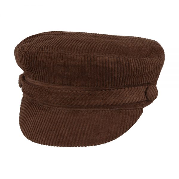 G&H Corduroy Breton Fisherman Fiddler Caps - Dark Brown