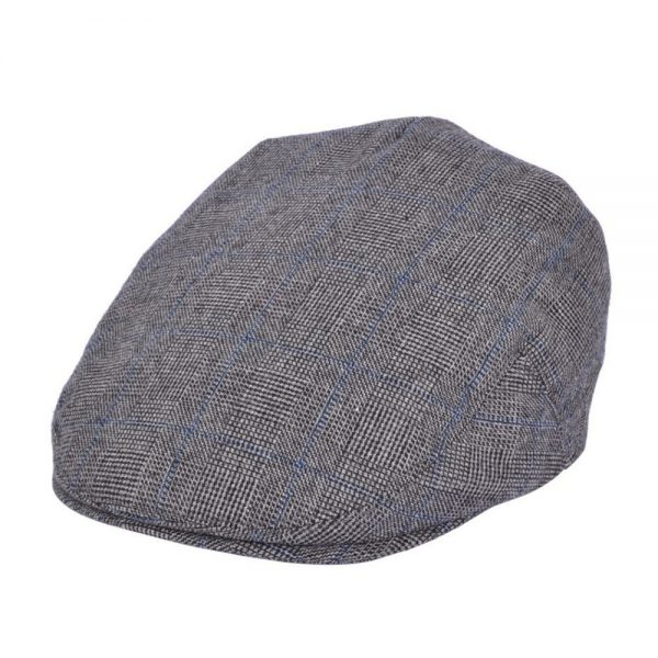G&H Check Tweed Flat Cap - Grey / NEW RATIO