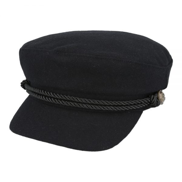 Maz Wool Breton, Sailor, Captain Hat - Black