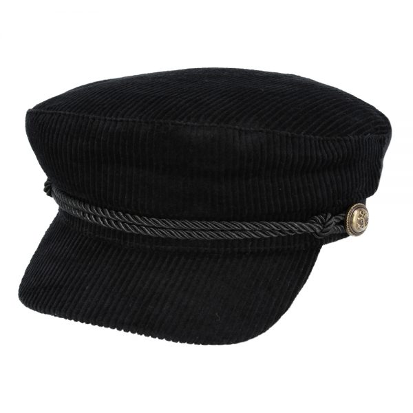 Maz Corduroy Breton, Sailor, Captain Hat - Black