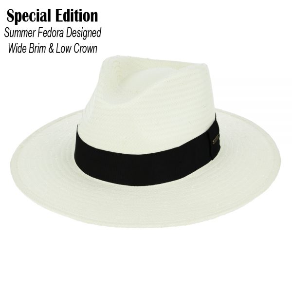 Special Edition Summer Fedora Designed Wide Brim & Low Crown - Cream