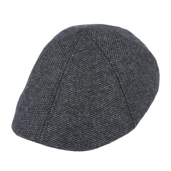 Maz Duckbill Six Panel Wool Tweed Flat Cap - Black