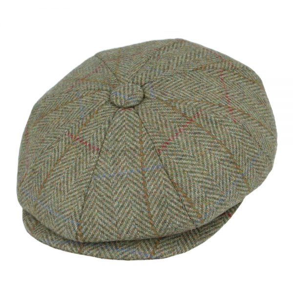 Maz Wool Herringbone 8 Panel Newsboy Cap - Green