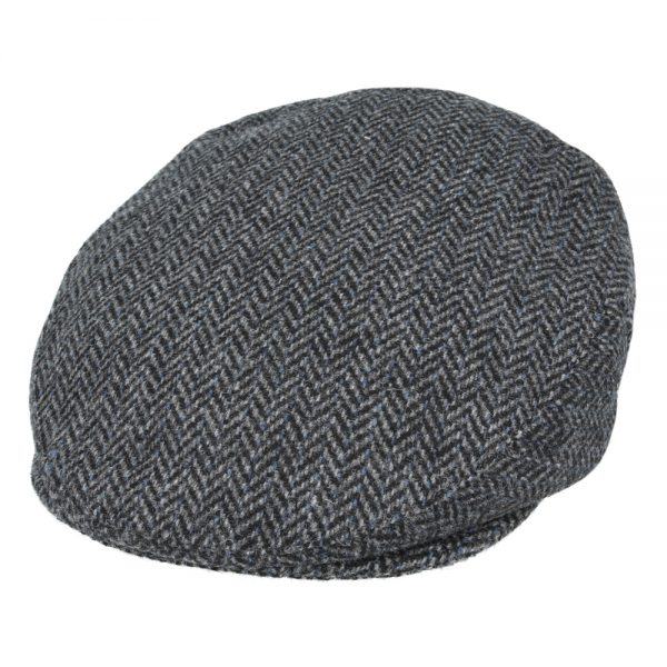 Maz Country Side Wool Herringbone Flat Cap - Grey
