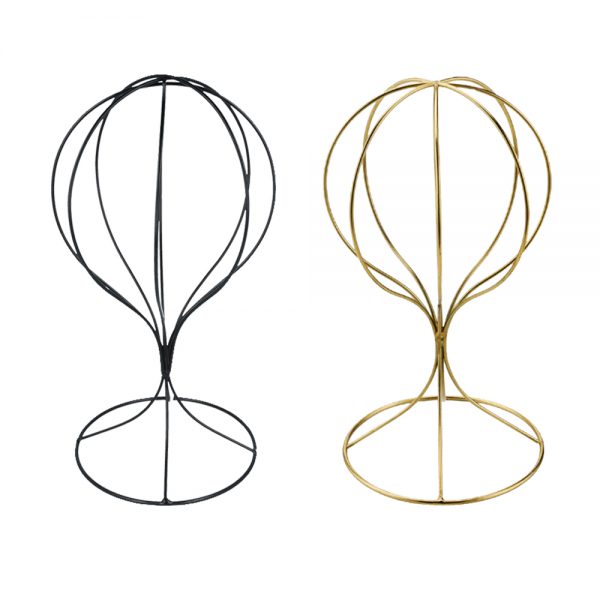 Maz Sturdy Metal Hat Stand Freestanding Wire Ball Cap Rack Wig Holder Storage Display - Black/Gold