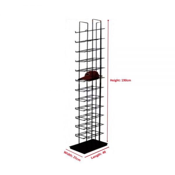 Maz Durable Baseball & Snapback Caps Metal Rack Display Stand With 12 Tier - Multi Purpose