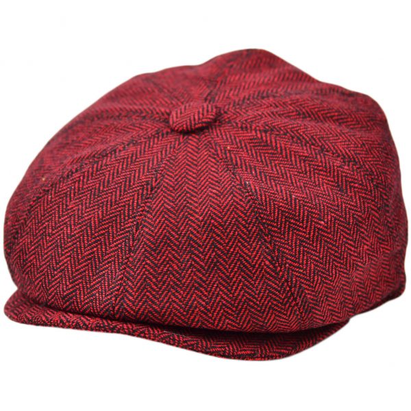 G&H Herringbone Newsboy Cap - Wine