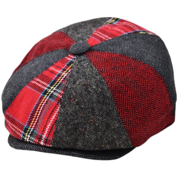 G&H Mix Tweed &Tartan Patch Newsboy Cap - Multi/Color