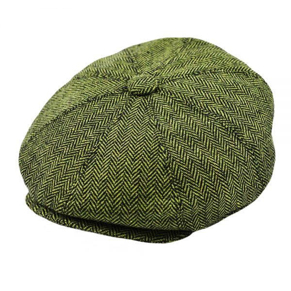 G&H Herringbone Gatsby 8 Panel Newsboy Cap - Green