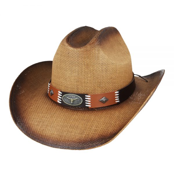 Summer Cowboy Hat With Stiff Paper & Pu Band
