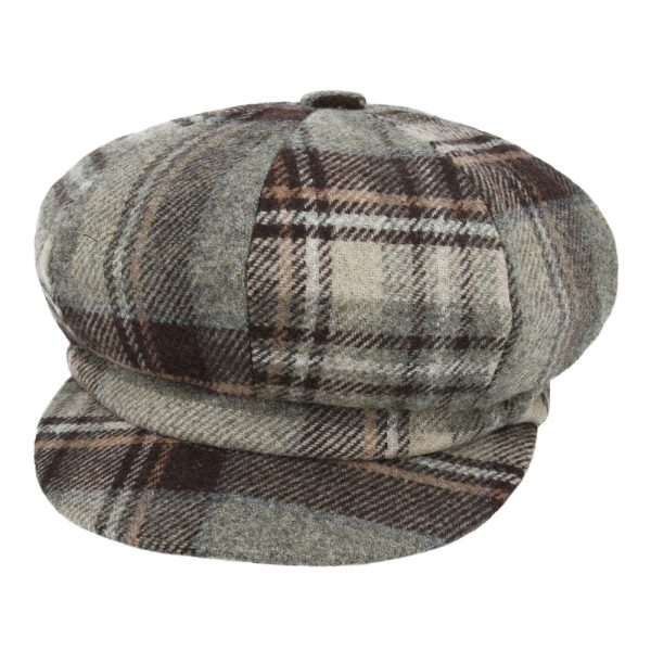 Women's Tartan Checked Tweed Baker boy Eight Panel Caps