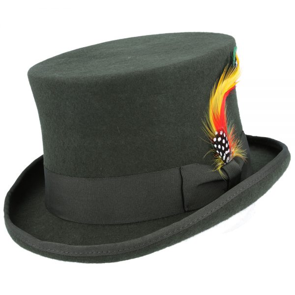 Wool Felt Top Hat - Dark-Green