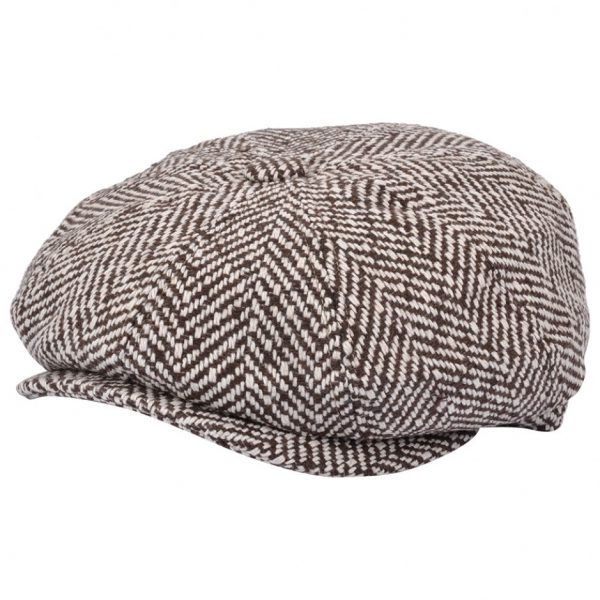 G&H Wool Herringbone Newsboy Cap - Brown