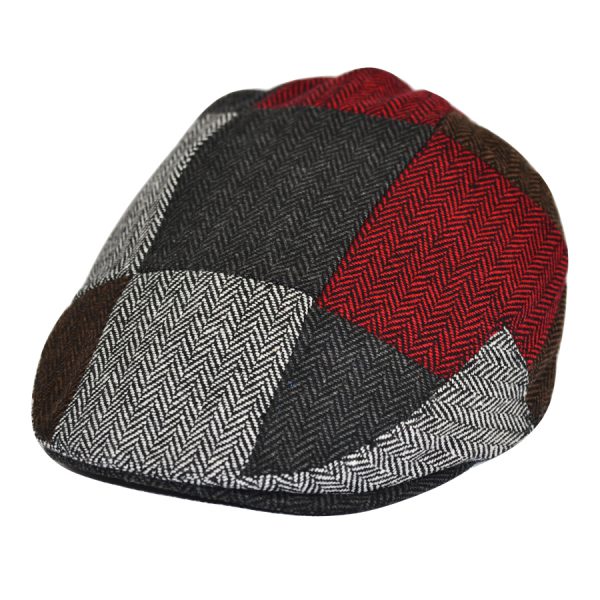 G&H Herringbone Multi Patch Flat Cap - Multi color