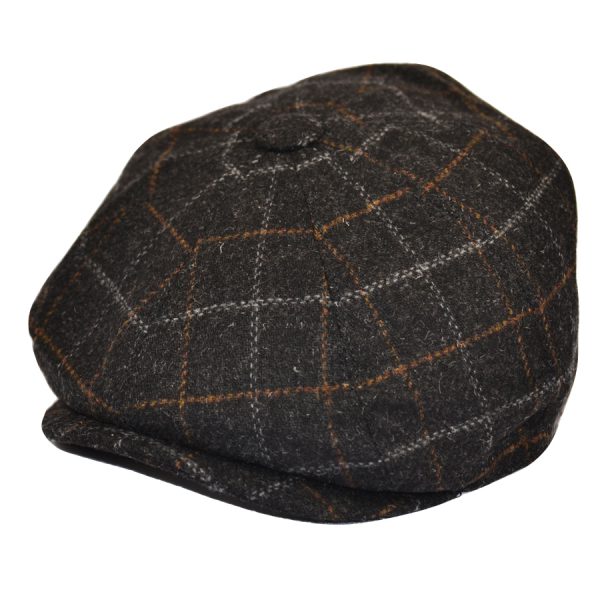 G&H Check Wool Newsboy Cap - Black