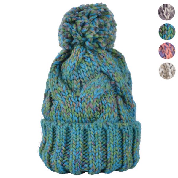 Maz Cable Knitted Pom pom Beanie