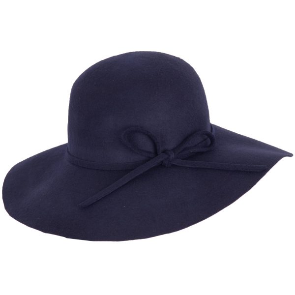 Maz Wide Brim Wool Floppy Hat - Navy