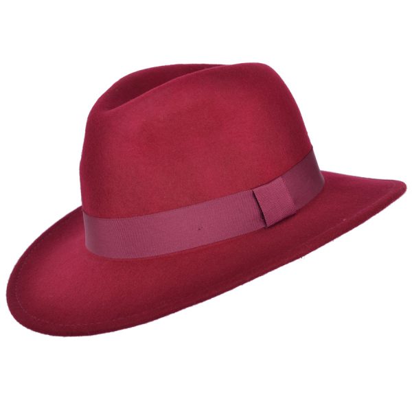 Maz Wool Felt Fedora Hat - Wine