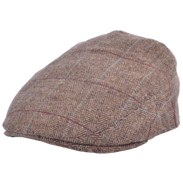 G&H Brown Check Herringbone Flat Cap