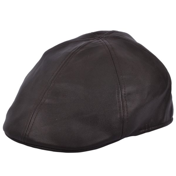 Maz PU 6 Panel Flat Cap - Brown