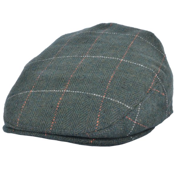G&H Green Check Herringbone Flat Cap