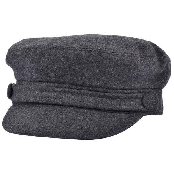 G&H Wool Felt Breton Fisherman Fiddler Caps - Dark Grey