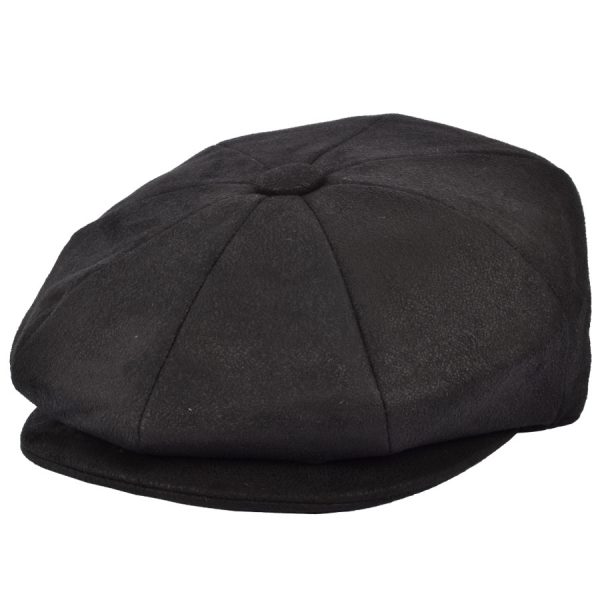 Maz 8 Panel Newsboy Cap - Black