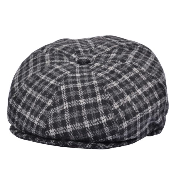 Maz Tweed Check Newsboy Cap - Grey