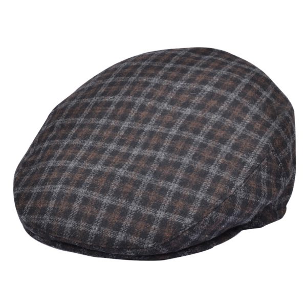 Maz Tweed Check Flat Cap - Brown