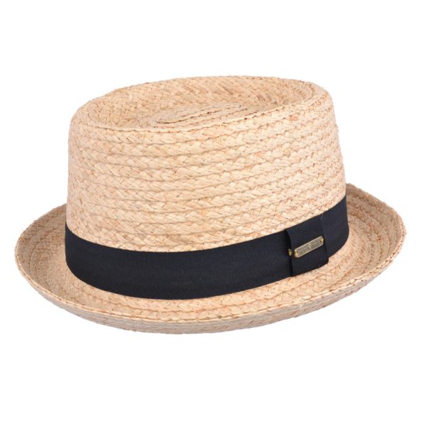 Raffia Straw Pork Pie Hat - Natural