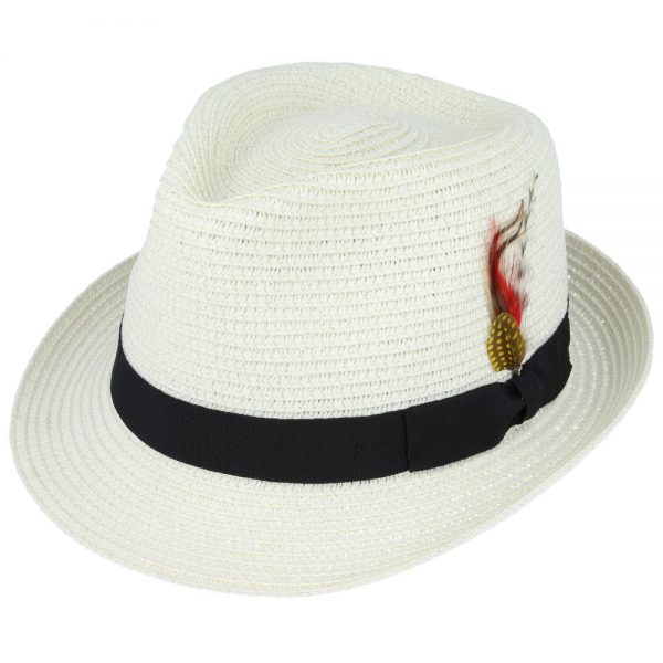 Summer Paper Straw Trilby Hat - Cream