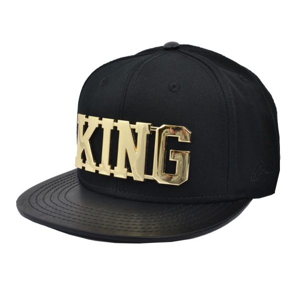 Carbon 212 King Metal Logo PU Visor Snapback Cap - Gold