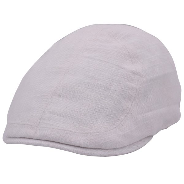 G&H Linen Duckbill 6-Panel Flat Cap - White