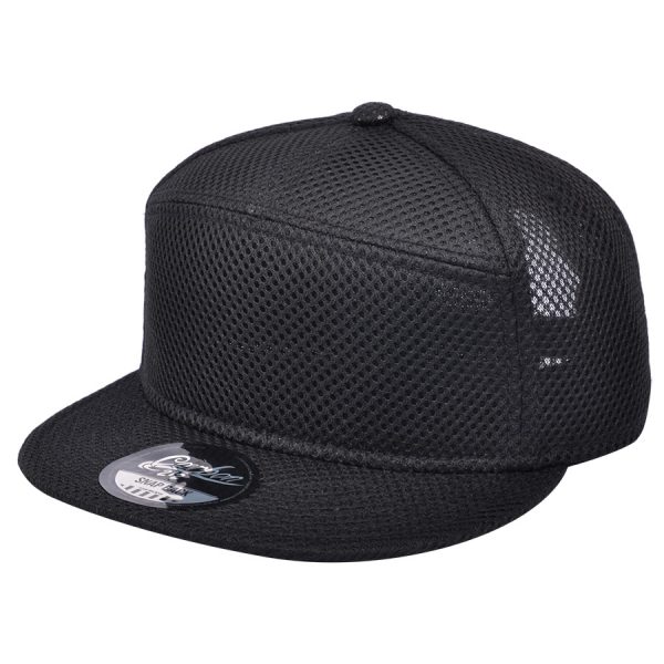 7 PANEL MESH PLAIN SNAPBACK – BLACK