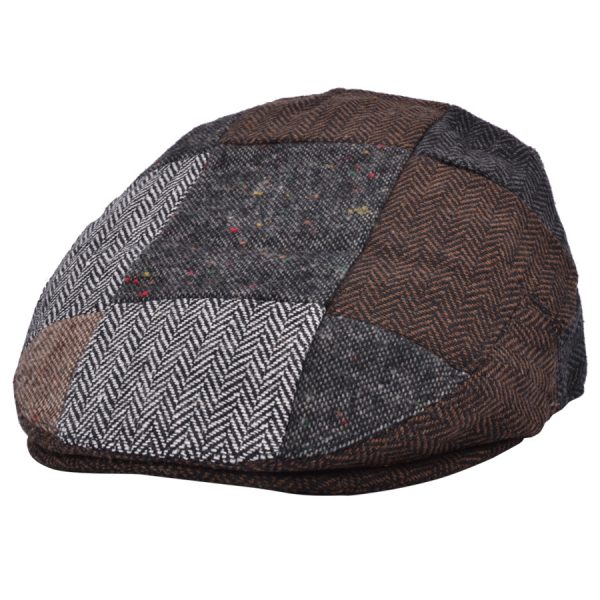 G&H Herringbone Multi Patch Flat Cap