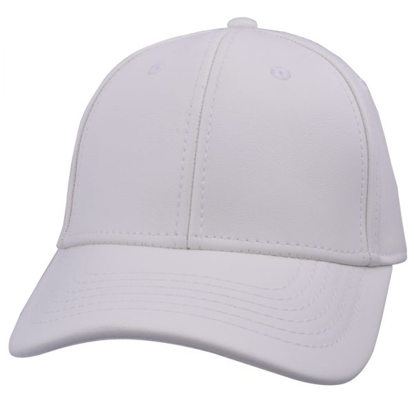 Carbon212 Leather Look Curved Visor Baseball Caps - White