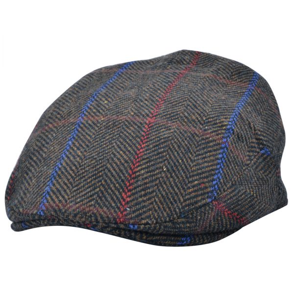 G&H Check Herringbone Flat Cap - Brown