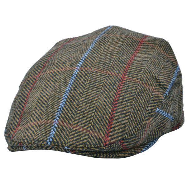 G&H Check Herringbone Flat Cap - Green