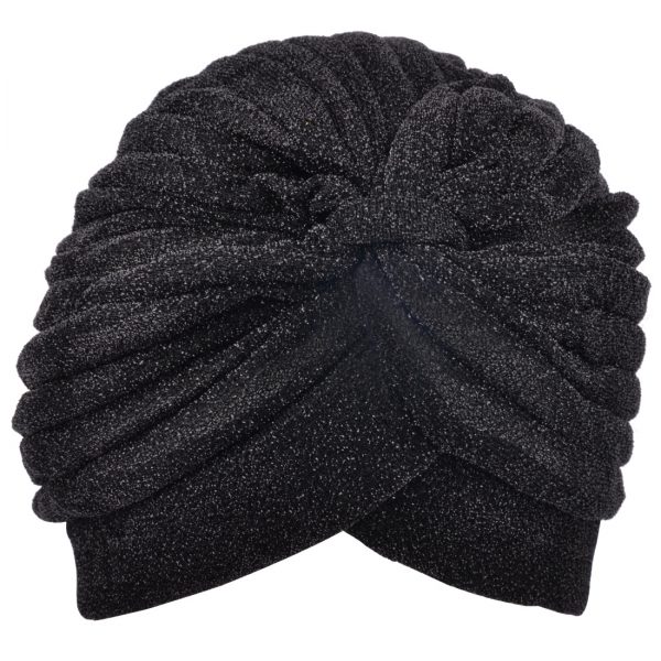 Maz Ladies Plain Shiny Turban - Black