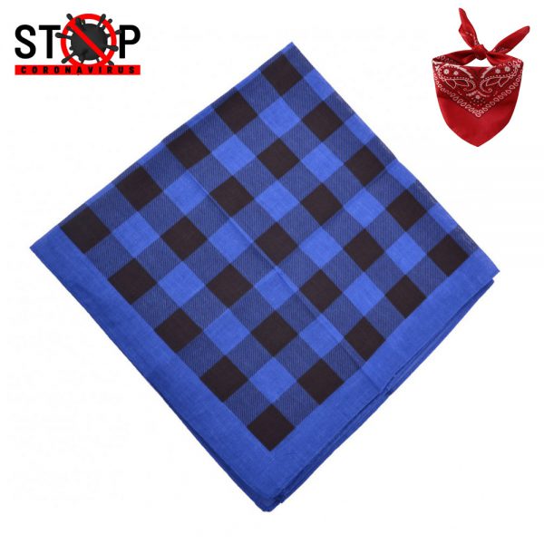 Maz Cotton Checkerboard Bandana - Black and Blue