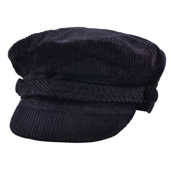 G&H Corduroy Breton Fisherman Fiddler Caps - Black