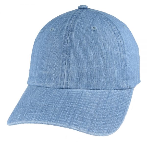 Carbon212 Denim Curved Visor Baseball Caps - Light-Blue
