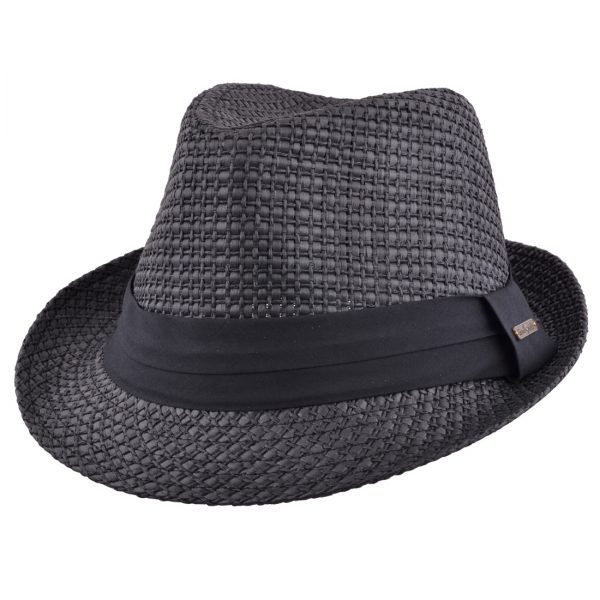 Summer Paper Straw Trilby Hat - Black