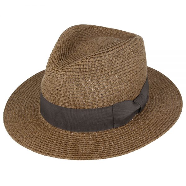 Summer Paper Straw Fedora Hat - Dark Brown