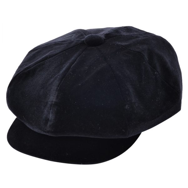 Maz Ladies Velvet Baker boy Cap - Black