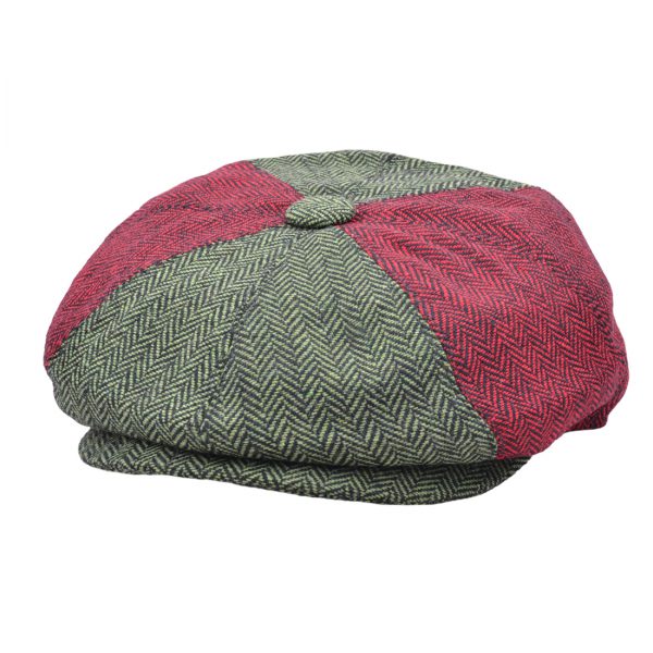 G&H Herringbone Mixed Patch Newsboy Cap - Multi