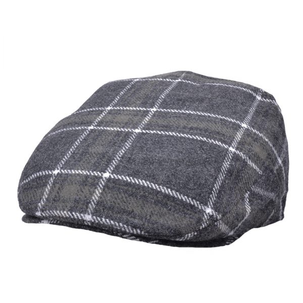 G&H Window Check Tweed Flat Cap - Green/Charcoal