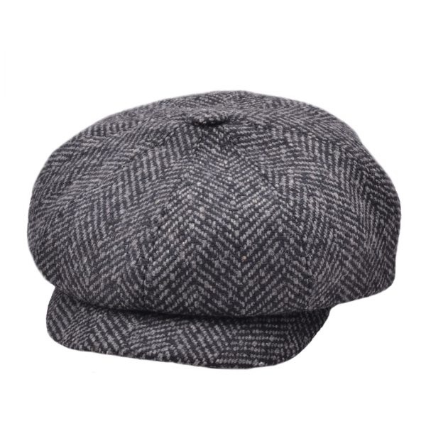 G&H Herringbone Bakerboy Spitfire Cap - Dark/Grey