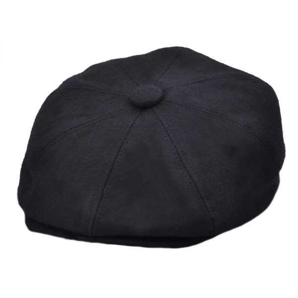 G&H Wool Newsboy Cap With Earmuff - Black
