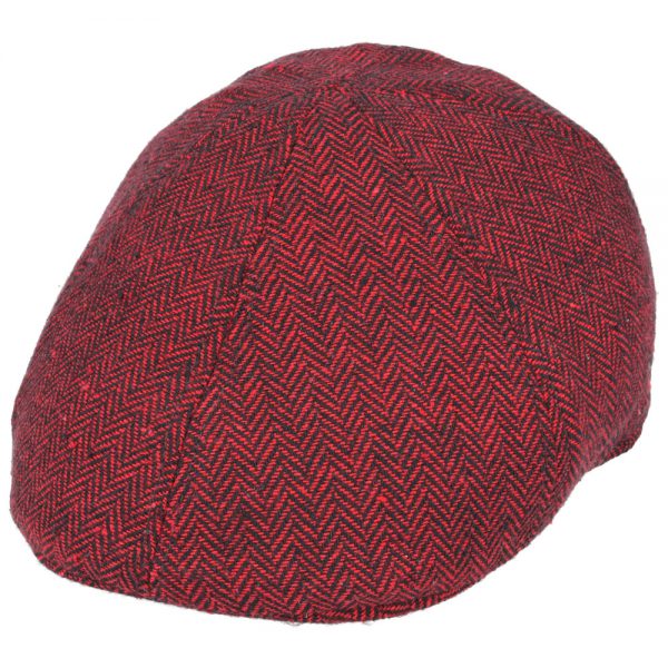 G&H Herringbone Six Panel Flat Cap - Wine